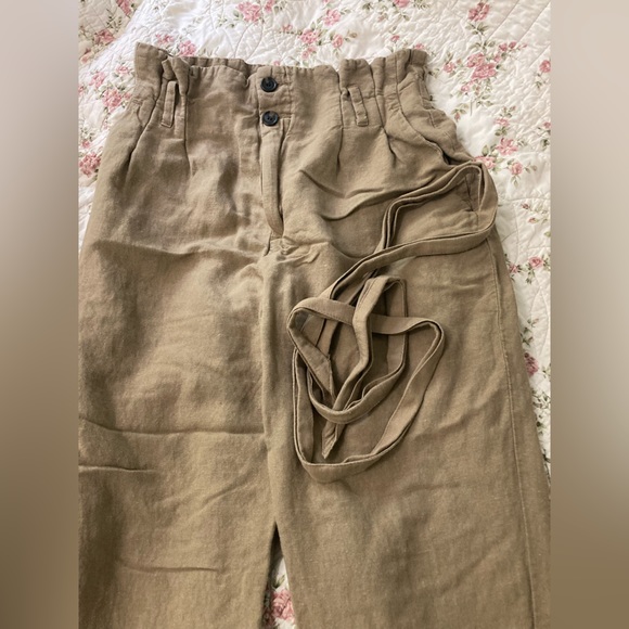 H+M linen blend tan p high waisted pants - Picture 2 of 5